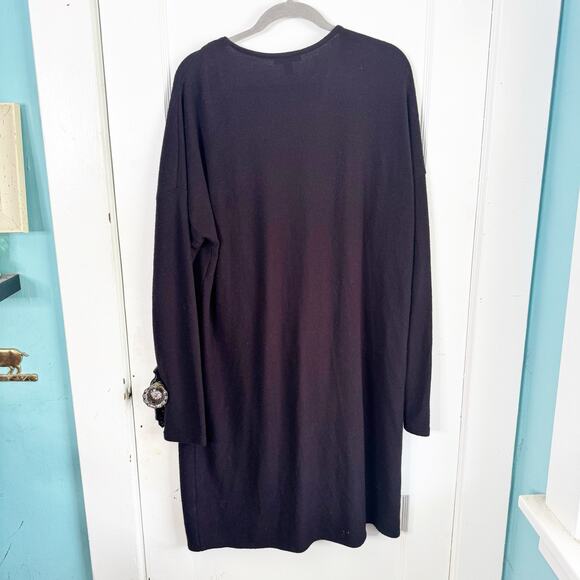 J. Crew Tie Front Long Line Cardigan Black Size Large L Closet Staple H9759 - Picture 7 of 9